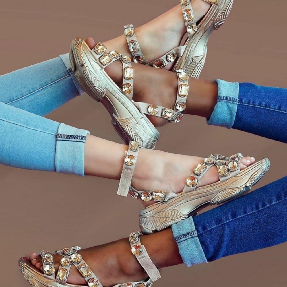Last 9 Diamond Ankle Buckle Sandals - Picture 2 of 7